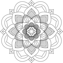 Easy Mandala coloring book simple and basic for beginners, seniors and children. Set of Mehndi flower pattern for Henna drawing and tattoo. Decoration in ethnic oriental, Indian style.