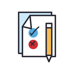 vote paper with pencil line and fill style icon vector design