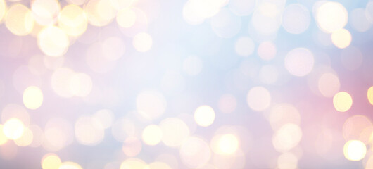 Blurred background with bokeh. Christmas and Happy New Year greeting card.