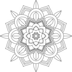 Easy Mandala coloring book simple and basic for beginners, seniors and children. Set of Mehndi flower pattern for Henna drawing and tattoo. Decoration in ethnic oriental, Indian style.