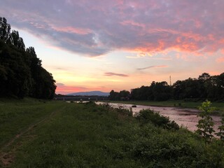 sunset over the river