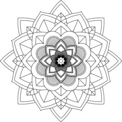 Easy Mandala coloring book simple and basic for beginners, seniors and children. Set of Mehndi flower pattern for Henna drawing and tattoo. Decoration in ethnic oriental, Indian style.