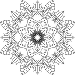 Easy Mandala coloring book simple and basic for beginners, seniors and children. Set of Mehndi flower pattern for Henna drawing and tattoo. Decoration in ethnic oriental, Indian style.
