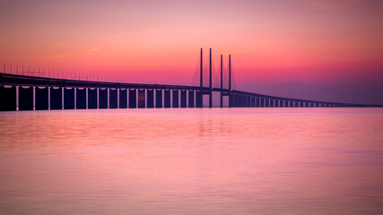 Fototapeta na wymiar Oresunds Bridge at a Tranquil Sunset