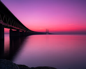 Oresunds Bridge at Sunset Pastel Shades