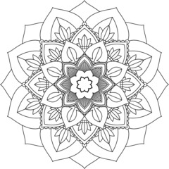 Easy Mandala coloring book simple and basic for beginners, seniors and children. Set of Mehndi flower pattern for Henna drawing and tattoo. Decoration in ethnic oriental, Indian style.
