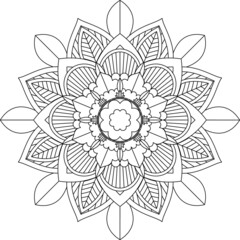 Easy Mandala coloring book simple and basic for beginners, seniors and children. Set of Mehndi flower pattern for Henna drawing and tattoo. Decoration in ethnic oriental, Indian style.