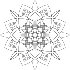 Easy Mandala coloring book simple and basic for beginners, seniors and children. Set of Mehndi flower pattern for Henna drawing and tattoo. Decoration in ethnic oriental, Indian style.