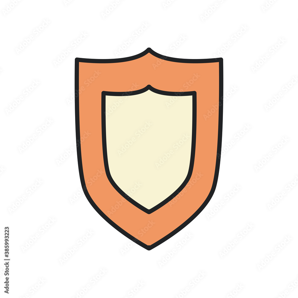 Poster shield line and fill style icon vector design