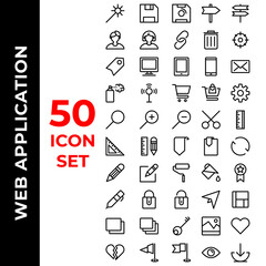 web application icon set include wand,save,direction,user,link,desktop,tablet,mobile,email,spray,signal,shopping,setting,search,zoom,cut,ruler,bookmark,reload,pencil,paint,medal,pen,lock,unlock