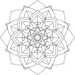 Fototapeta premium Easy Mandala coloring book simple and basic for beginners, seniors and children. Set of Mehndi flower pattern for Henna drawing and tattoo. Decoration in ethnic oriental, Indian style.