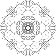 Easy Mandala coloring book simple and basic for beginners, seniors and children. Set of Mehndi flower pattern for Henna drawing and tattoo. Decoration in ethnic oriental, Indian style.