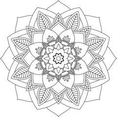 Easy Mandala coloring book simple and basic for beginners, seniors and children. Set of Mehndi flower pattern for Henna drawing and tattoo. Decoration in ethnic oriental, Indian style.