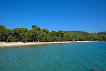 10/10/2020 Greece, Skiathos island, the famous beach Koukounaries , short tourist season, due to COVID-19