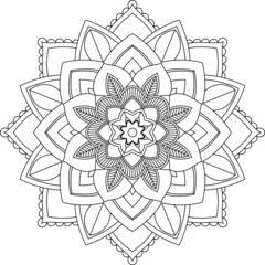 Easy Mandala coloring book simple and basic for beginners, seniors and children. Set of Mehndi flower pattern for Henna drawing and tattoo. Decoration in ethnic oriental, Indian style.