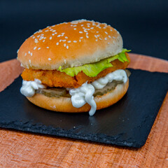 Fillet o fish burger with lots of mayonnaise