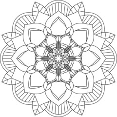 Easy Mandala coloring book simple and basic for beginners, seniors and children. Set of Mehndi flower pattern for Henna drawing and tattoo. Decoration in ethnic oriental, Indian style.