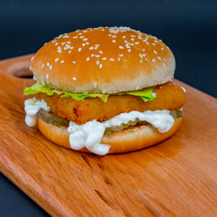 Fillet o fish burger with lots of mayonnaise