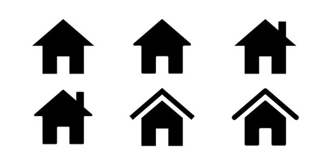 home house vector icon for apps and websites isolated set on white background. flat, outline, line design. mortgage loan symbol. real estate black logo. stock illustration.