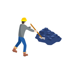 constructer man with shovel and coal isometric style icon vector design