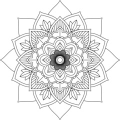 Easy Mandala coloring book simple and basic for beginners, seniors and children. Set of Mehndi flower pattern for Henna drawing and tattoo. Decoration in ethnic oriental, Indian style.