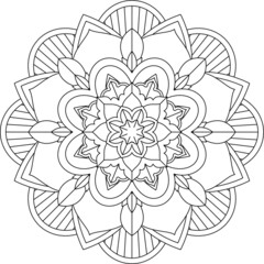 Easy Mandala coloring book simple and basic for beginners, seniors and children. Set of Mehndi flower pattern for Henna drawing and tattoo. Decoration in ethnic oriental, Indian style.