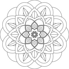 Easy Mandala coloring book simple and basic for beginners, seniors and children. Set of Mehndi flower pattern for Henna drawing and tattoo. Decoration in ethnic oriental, Indian style.
