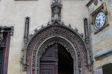 The gothic portal of Prague Old town hall