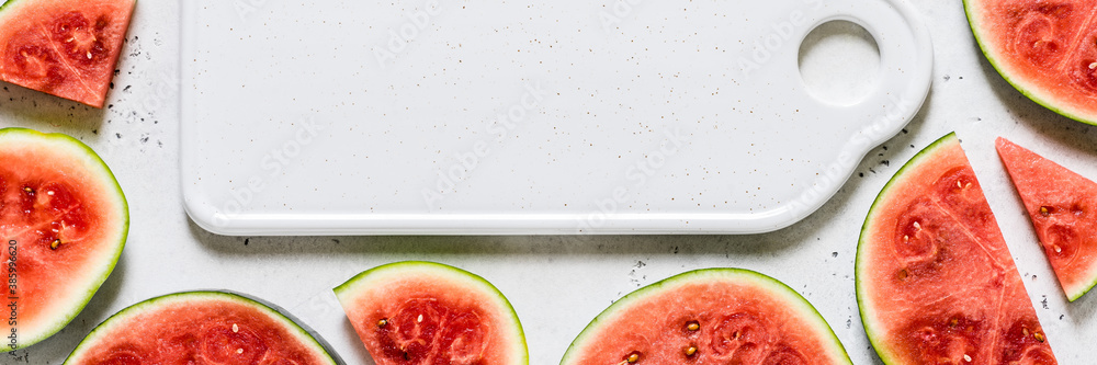 Sticker watermelon slices, copy space