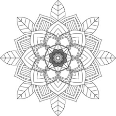 Easy Mandala coloring book simple and basic for beginners, seniors and children. Set of Mehndi flower pattern for Henna drawing and tattoo. Decoration in ethnic oriental, Indian style.
