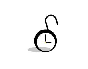 open clock Padlock logo on white background in vector illustration