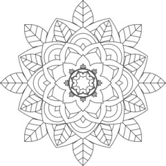 Easy Mandala coloring book simple and basic for beginners, seniors and children. Set of Mehndi flower pattern for Henna drawing and tattoo. Decoration in ethnic oriental, Indian style.