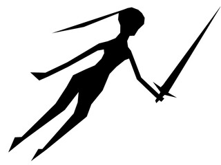 silhouette of a leaping ninja with sword