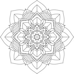 Easy Mandala coloring book simple and basic for beginners, seniors and children. Set of Mehndi flower pattern for Henna drawing and tattoo. Decoration in ethnic oriental, Indian style.