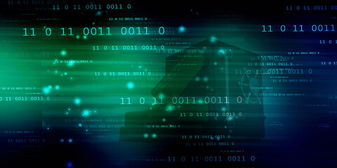 Obraz premium 2d illustration abstract digital binary data on computer screen