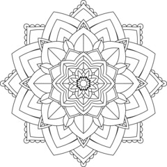 Easy Mandala coloring book simple and basic for beginners, seniors and children. Set of Mehndi flower pattern for Henna drawing and tattoo. Decoration in ethnic oriental, Indian style.