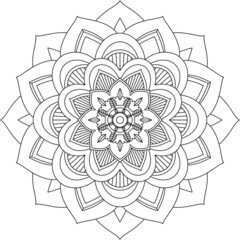 Easy Mandala coloring book simple and basic for beginners, seniors and children. Set of Mehndi flower pattern for Henna drawing and tattoo. Decoration in ethnic oriental, Indian style.