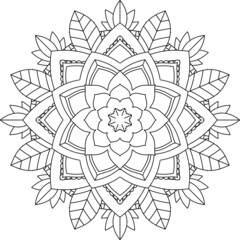Easy Mandala coloring book simple and basic for beginners, seniors and children. Set of Mehndi flower pattern for Henna drawing and tattoo. Decoration in ethnic oriental, Indian style.