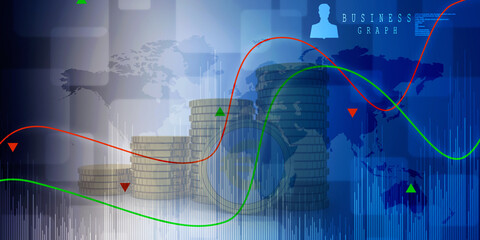 2d rendering Stock market online business concept. business Graph 