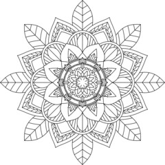 Easy Mandala coloring book simple and basic for beginners, seniors and children. Set of Mehndi flower pattern for Henna drawing and tattoo. Decoration in ethnic oriental, Indian style.