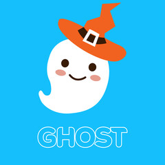 Ghost Halloween Flat logo design 