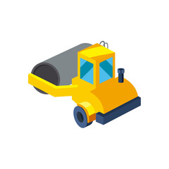 construction road roller isometric style icon vector design