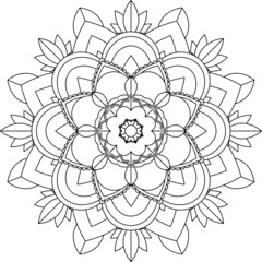 Easy Mandala coloring book simple and basic for beginners, seniors and children. Set of Mehndi flower pattern for Henna drawing and tattoo. Decoration in ethnic oriental, Indian style.