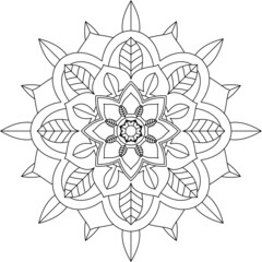 Easy Mandala coloring book simple and basic for beginners, seniors and children. Set of Mehndi flower pattern for Henna drawing and tattoo. Decoration in ethnic oriental, Indian style.