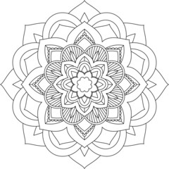 Easy Mandala coloring book simple and basic for beginners, seniors and children. Set of Mehndi flower pattern for Henna drawing and tattoo. Decoration in ethnic oriental, Indian style.