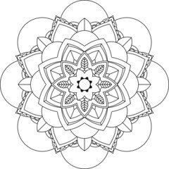 Easy Mandala coloring book simple and basic for beginners, seniors and children. Set of Mehndi flower pattern for Henna drawing and tattoo. Decoration in ethnic oriental, Indian style.