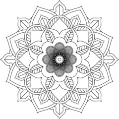 Easy Mandala coloring book simple and basic for beginners, seniors and children. Set of Mehndi flower pattern for Henna drawing and tattoo. Decoration in ethnic oriental, Indian style.