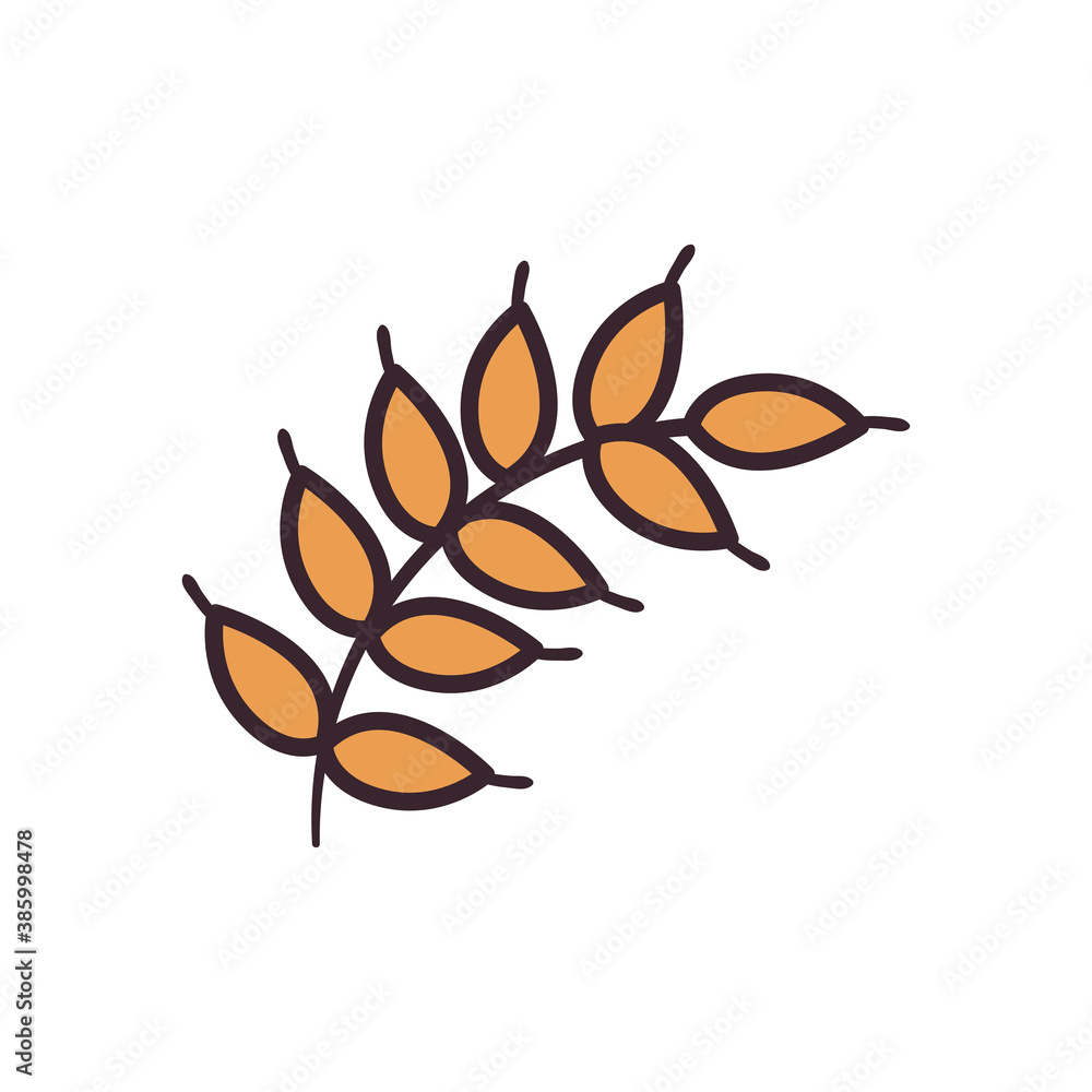 Poster autumn leaf line and fill style icon vector design