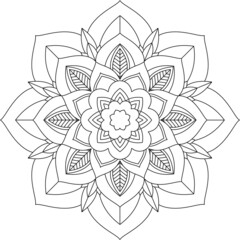Easy Mandala coloring book simple and basic for beginners, seniors and children. Set of Mehndi flower pattern for Henna drawing and tattoo. Decoration in ethnic oriental, Indian style.