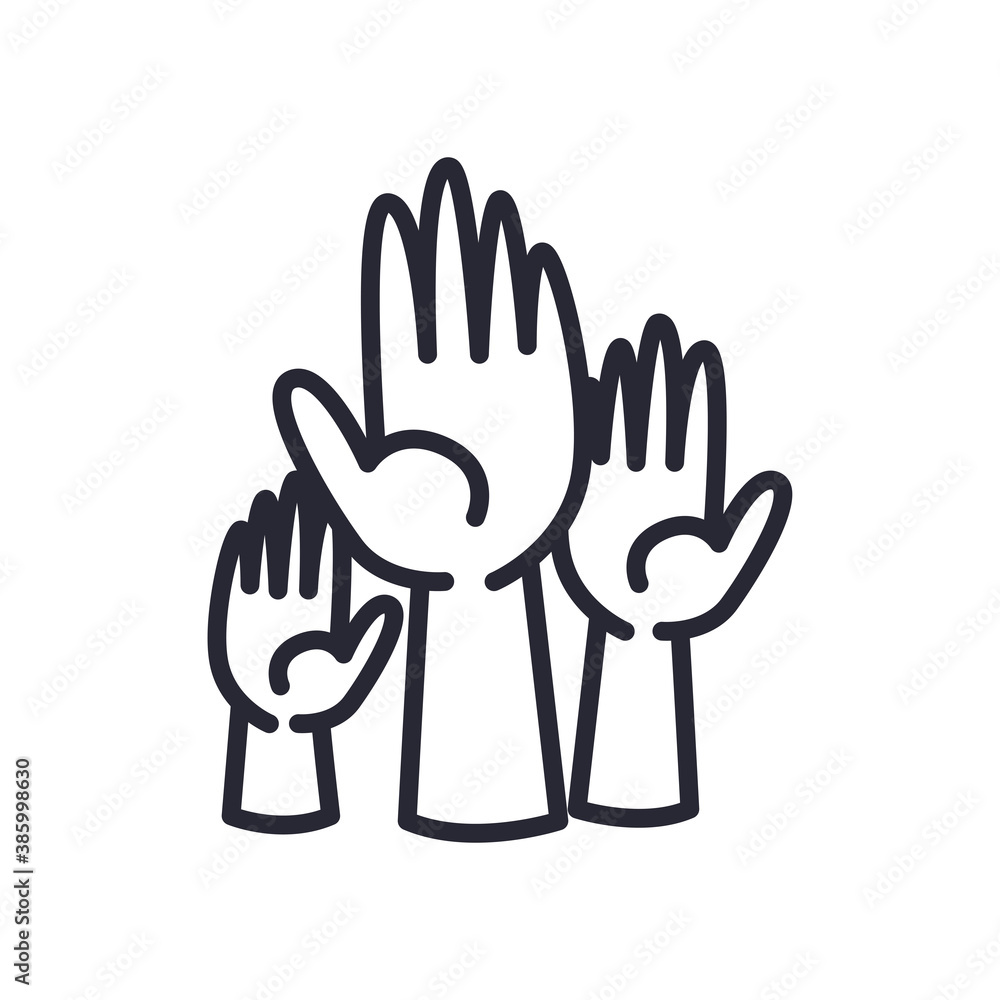 Poster hands up line and fill style icon vector design